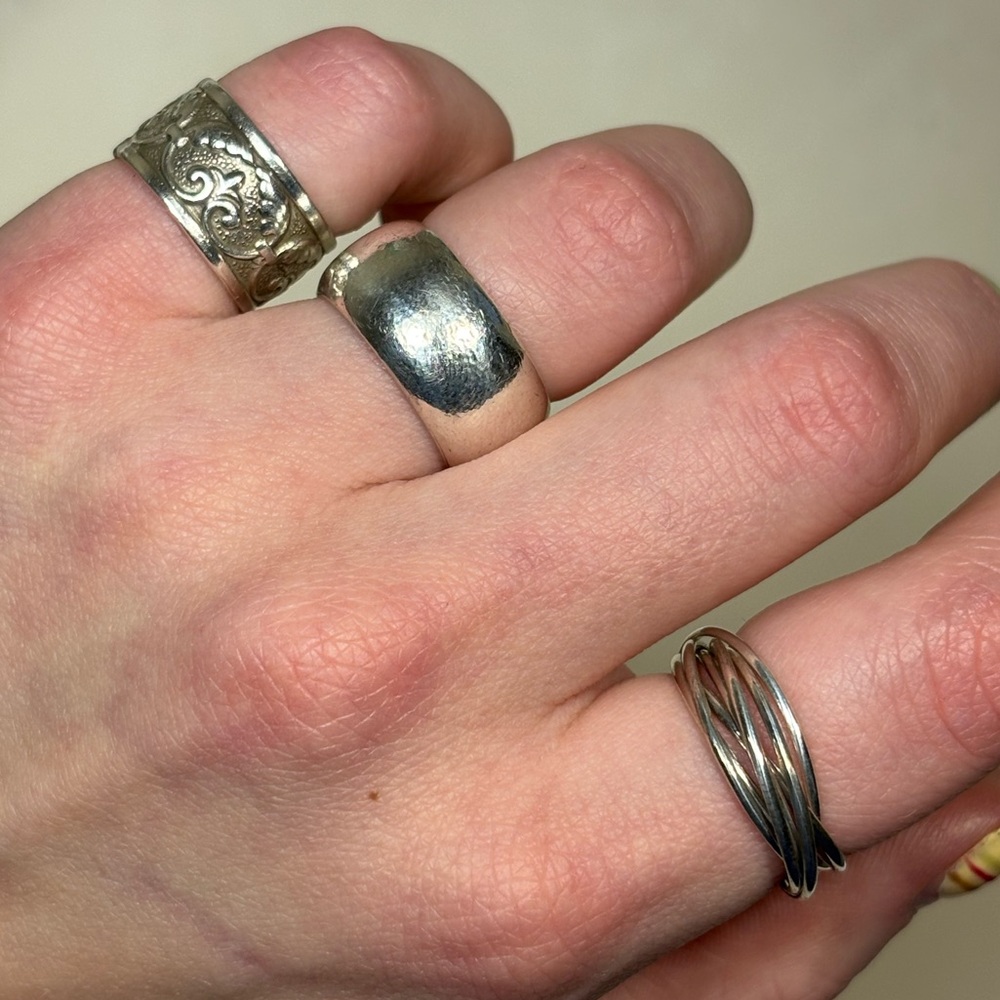 Sterling Silver Multi Band Interlocking Rolling R… - image 4